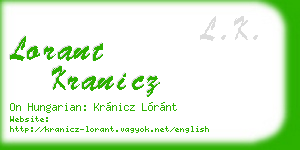 lorant kranicz business card
